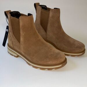 NWT Sorel Lenox Chelsea waterproof leather boots Velvet Tan 6.5 lug sole